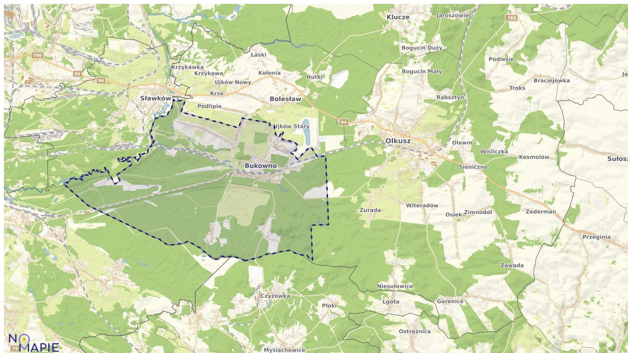 Mapa obszarów ochrony przyrody Bukowna