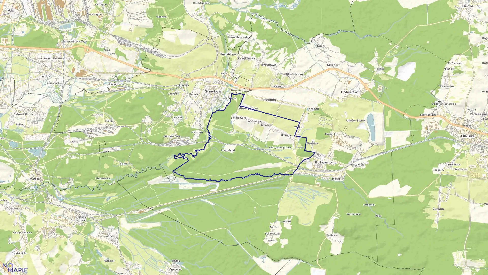 Mapa obrębu Stare Bukowno w mieście Bukowno